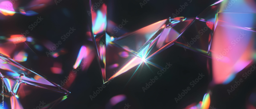 Aufkleber vibrant neon triangle overlay with sharp angles and geometric design against black backdrop