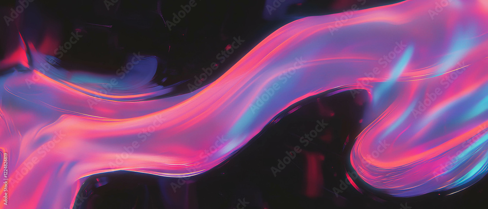 Poster vibrant neon overlay texture creating dynamic shapes against a black background