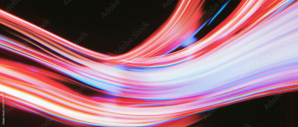 Poster dynamic neon textures with dark outlines on a contrasting black background
