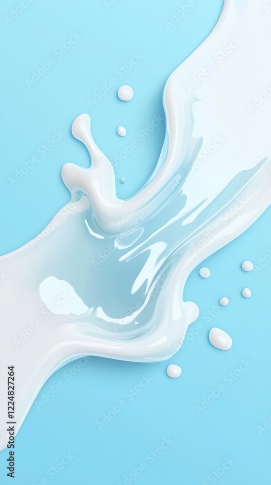 Aufkleber soft, creamy white liquid ebbs and flows against a tranquil light blue background, creating a calmin