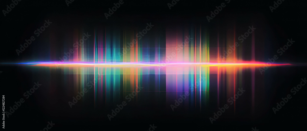 Poster vibrant neon overlay with rainbow spectrum effect against dark backdrop