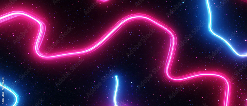 Aufkleber Colorful neon overlay texture with rhythmic pulsating light on a dark background