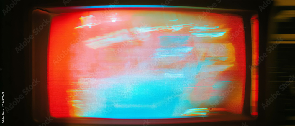Poster overlay texture featuring an old television screen with ghosting and blurred effects