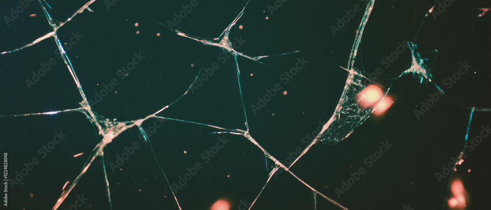 Aufkleber old tv screen overlay texture featuring cracks and physical damage on dark background