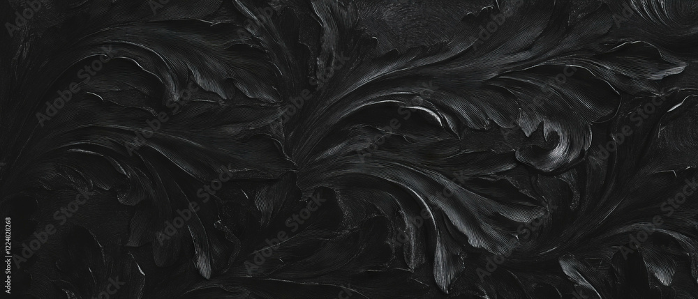 Aufkleber Elegant embossed paper overlay texture with space for a message on a black background