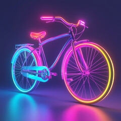 Fototapeta premium Neon-lit cruiser bicycle, vibrant colors, stylish design.
