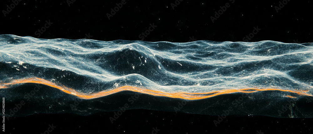 Poster exploration of partially transparent dust layers revealing depth on a black background