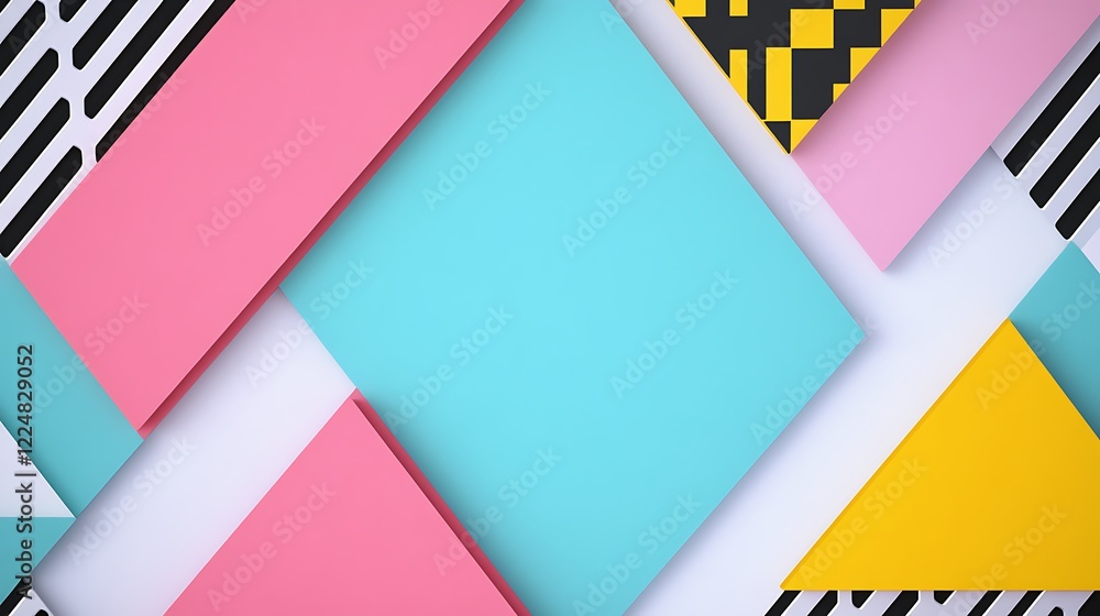 Poster colorful geometric shapes and patterns in a creative composition for modern design projects