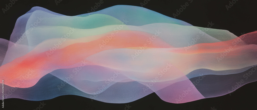 Poster Colorful translucent layers create depth against a dark background for artistic expression