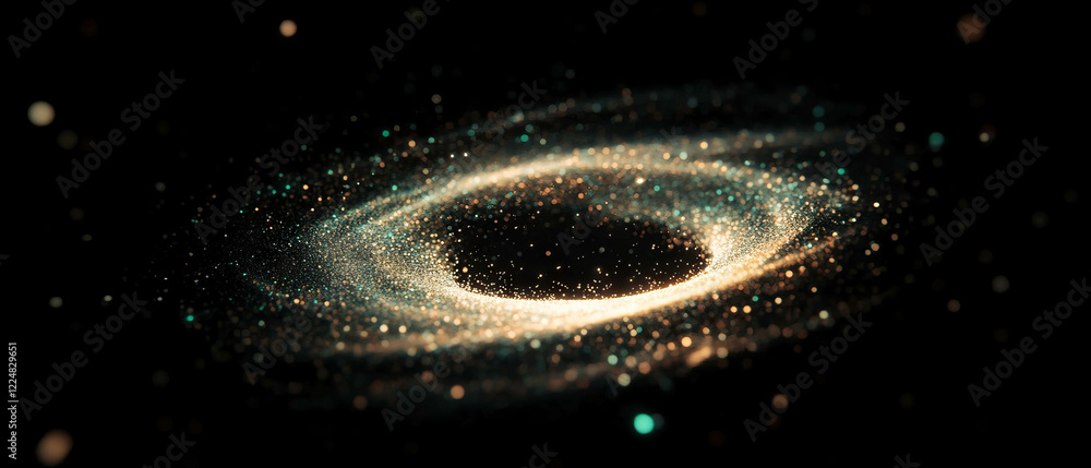 Poster Sparkling flickers create a captivating warm shimmering effect against a dark backdrop