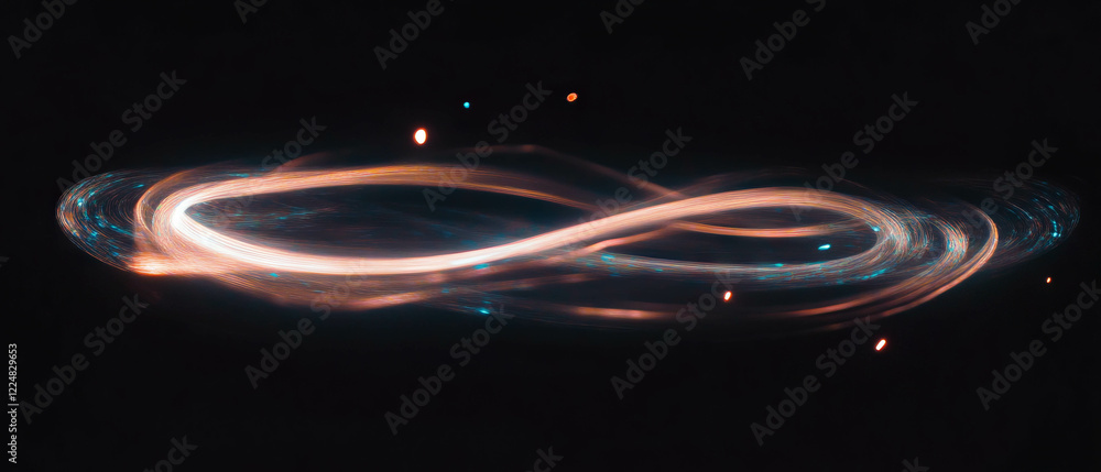 Poster quickly flickering sparks create a warm shimmering effect against a dark background