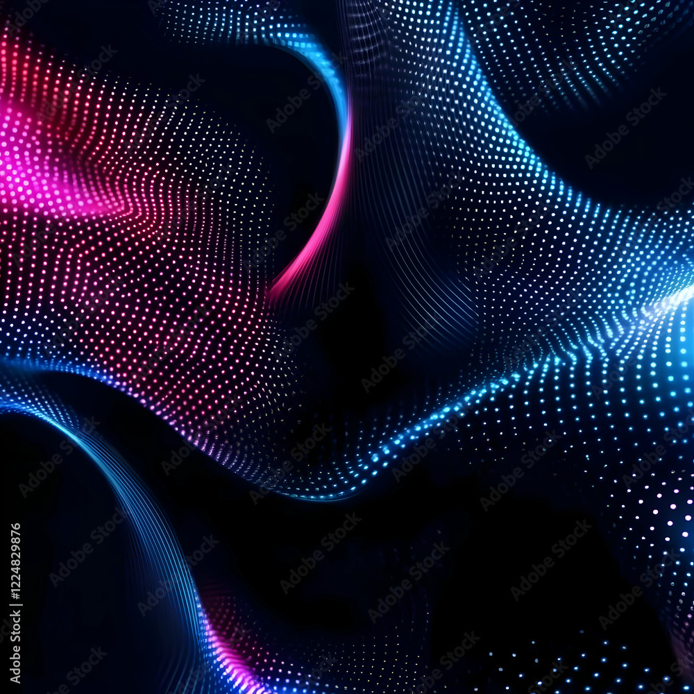 Poster abstract background with colorful flowing particles and dynamic energy