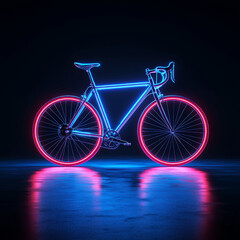 Fototapeta premium Neon Road Bike Glowing in the Dark.