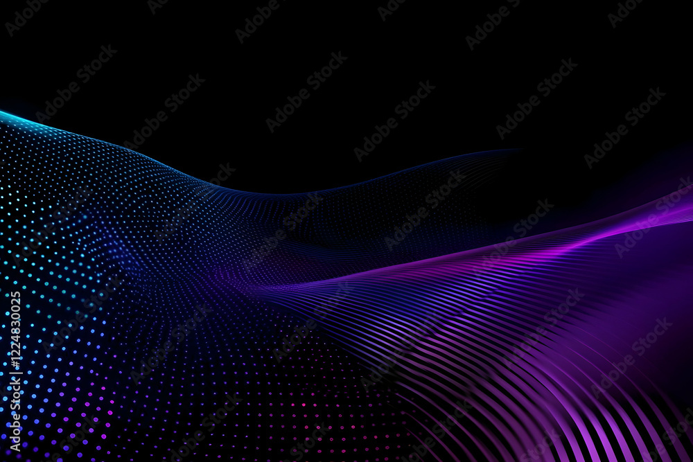 Poster abstract background shows wavy pattern with dots and lines gracefully on dark background