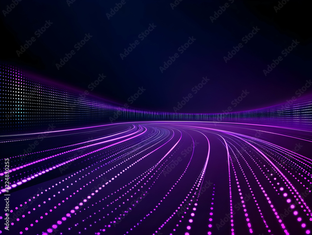 Poster abstract purple light trails flow gracefully, creating a dynamic and futuristic visual spectacle.