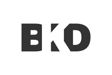 BKD logo design. Initial letter B K D bold font style for tech startups, consulting, corporate branding. Creative company name, headlines typography identity, trendy logotype.