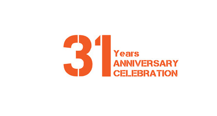 31-Years Anniversary Celebration. Bright orange design for thirty-first-year anniversary celebration.