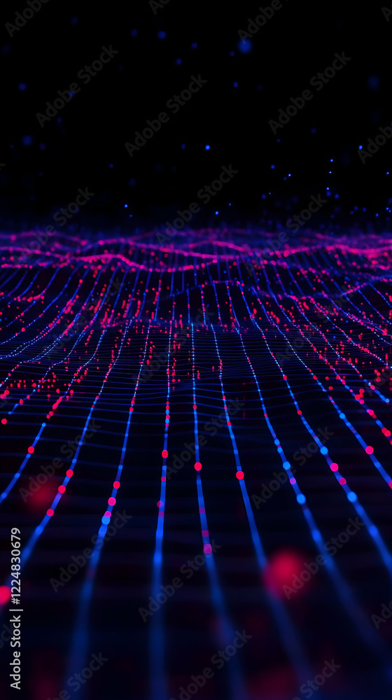 Poster abstract background shows glowing lines and dots flowing smoothly in dark space