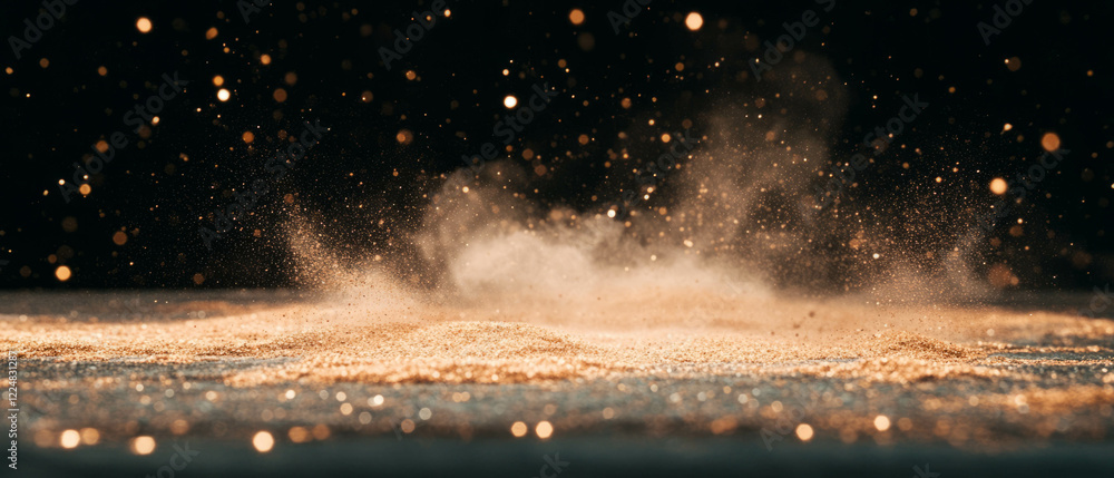 Aufkleber settled dust texture on surfaces creating an aged appearance against a dark backdrop
