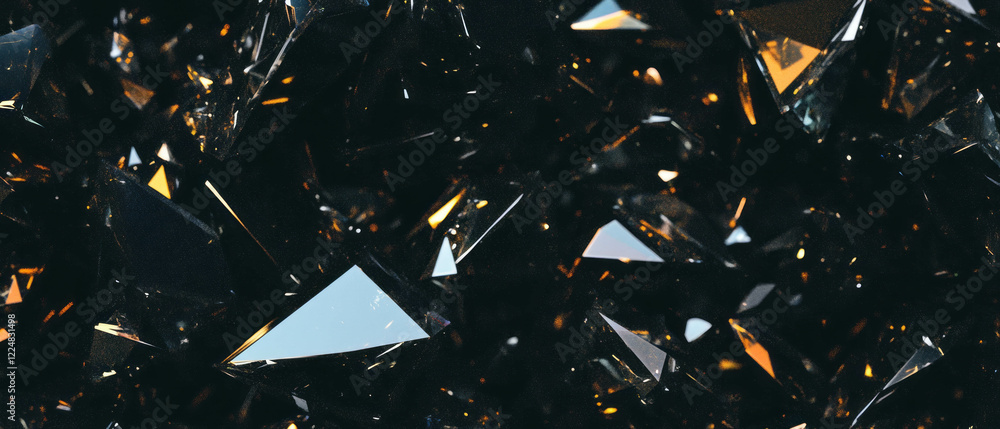 Poster Sharp geometric spark patterns create an angular overlay on a dark background with clear areas