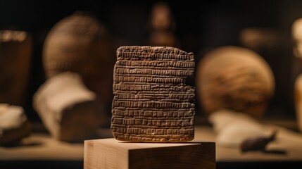 Museum Lover's Day Ancient cuneiform tablet on display in a museum setting