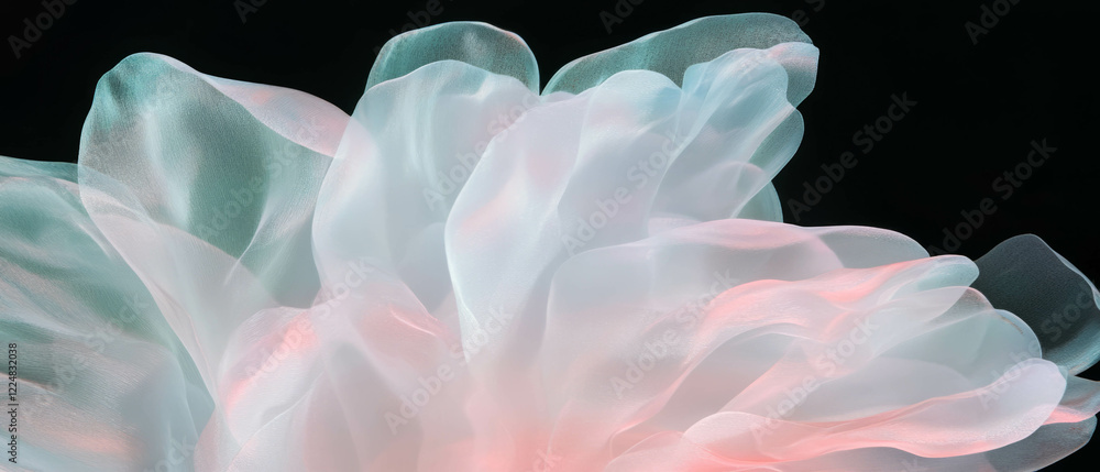 Poster Silky smooth petals with a velvety texture against a black background creating a serene effect