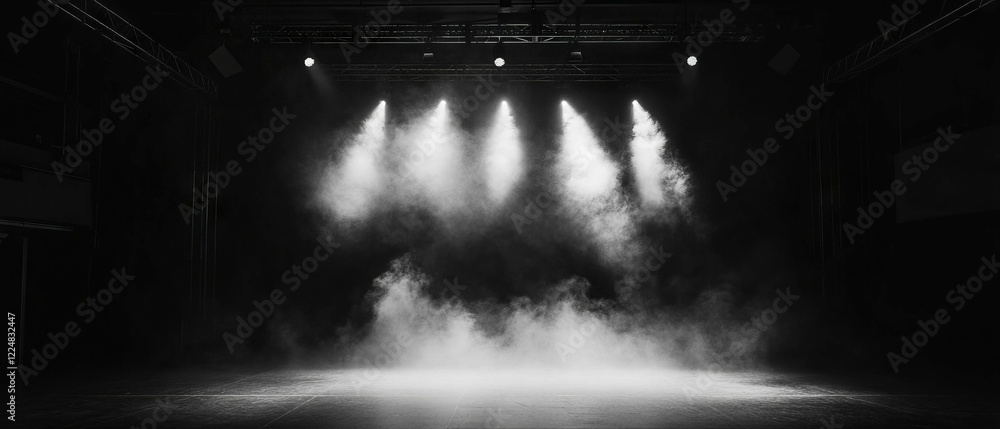 Poster smoke accumulation on stage creates an atmospheric effect with enhancing fog density