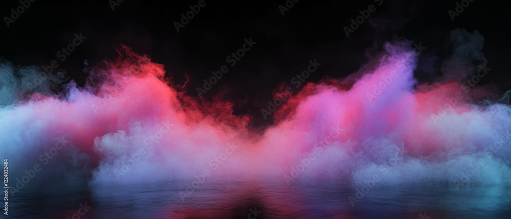 Poster abstract smoke texture creating artistic shapes on stage with a black background