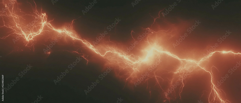 Poster smoke illuminated by lightning with dramatic flashes in dark background