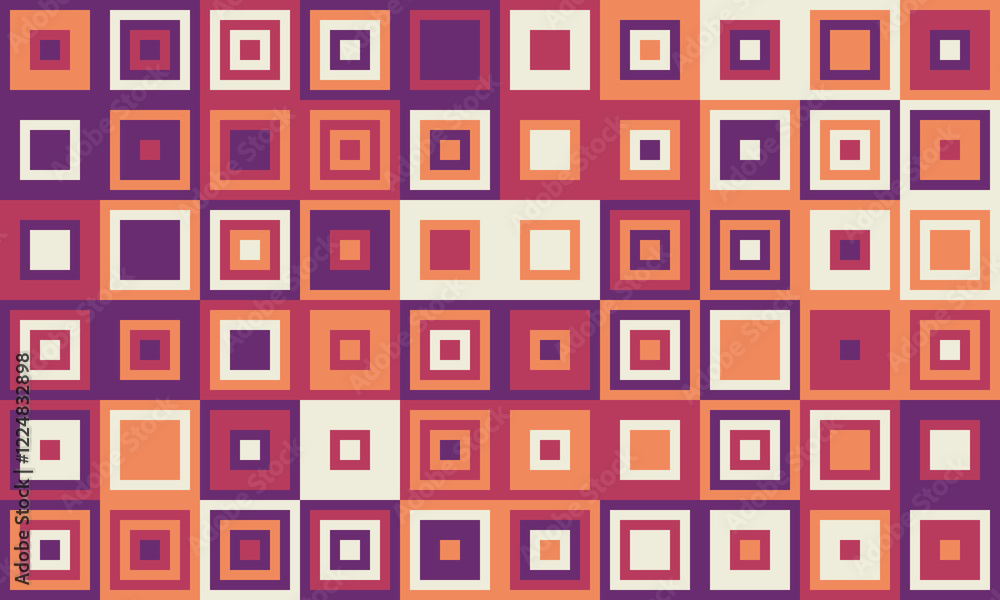 Poster trendy mosaic-style pattern with structured geometry. a vibrant, colourful grid design ideal for cov