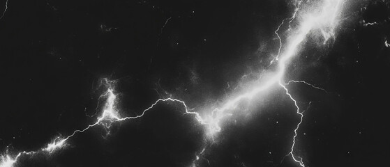 Smoke illuminated by lightning flashes against a dramatic black background