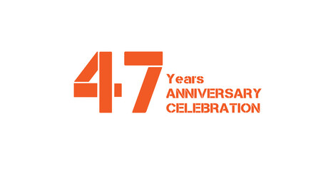 47-Years Anniversary Celebration. Bright orange design for forty-seventh-year anniversary celebration.