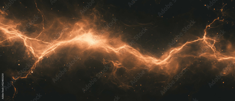Poster swirling smoke and lightning create a dynamic movement in energetic atmosphere