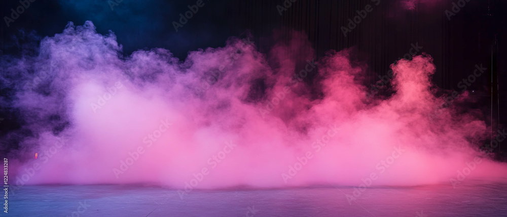 Poster colorful smoke texture creating a vibrant atmosphere on stage with dark background