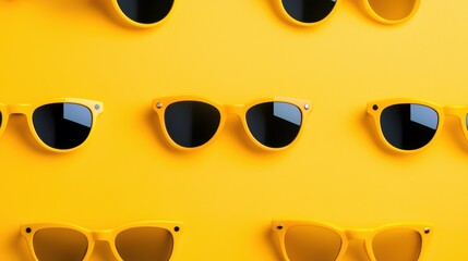 Fototapeta premium Vibrant Yellow Sunglasses on Sunny Yellow Background