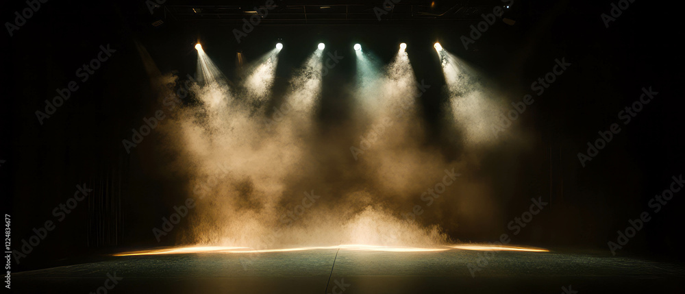 Poster mysterious smoke overlay with low lighting creating a dramatic atmosphere on stage