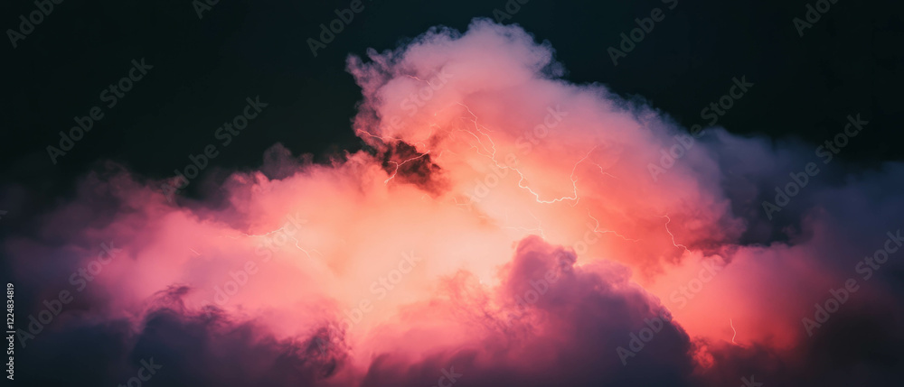 Poster vibrant smoke overlay texture with lightning strikes against a dark background
