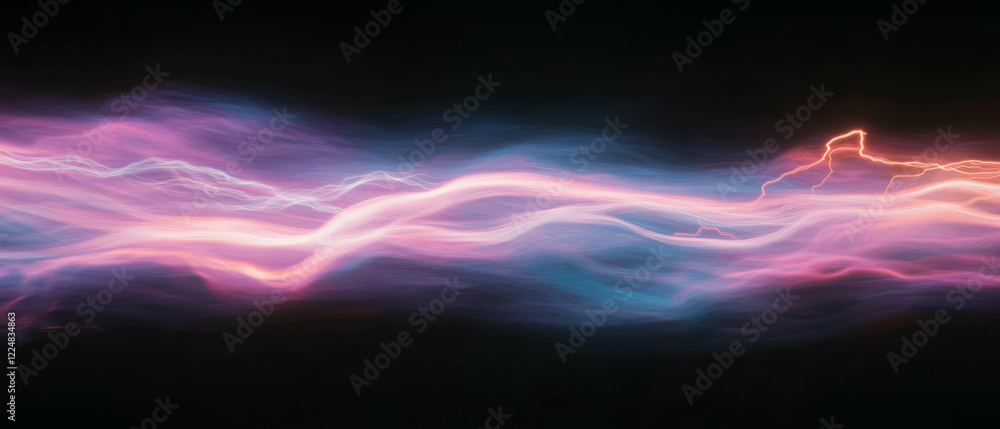 Poster colorful smoke textures with lightning strikes creating a vibrant chaotic background