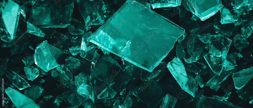 Aufkleber Smooth broken glass texture with empty center and black background showcasing a unique design