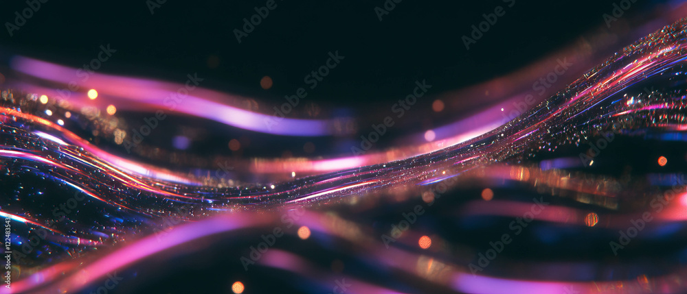 Aufkleber Smooth wavy spark streams with flowing energy lines on dark background for creative messaging