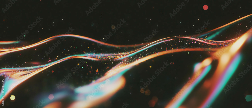 Poster Smooth wavy spark streams with flowing energy lines on a dark background for creative projects