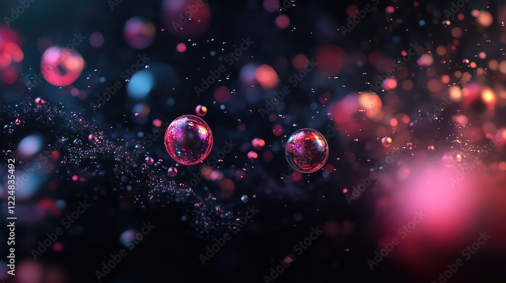 Aufkleber abstract background with bubbles and sparkles in vibrant colors, featuring blurred lights and soft b