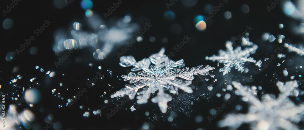 Fototapete captivating abstract snow patterns shimmering against a dark backdrop
