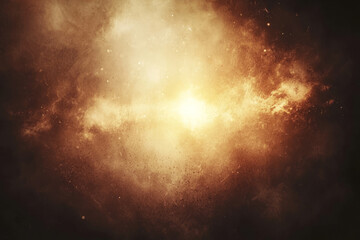 Golden nebula, cosmic dust and light Glowing energy bursts.