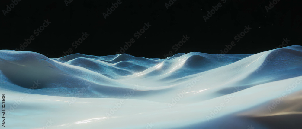 Poster Rich texture of snow with deep shadows on a dark background in winter scenery