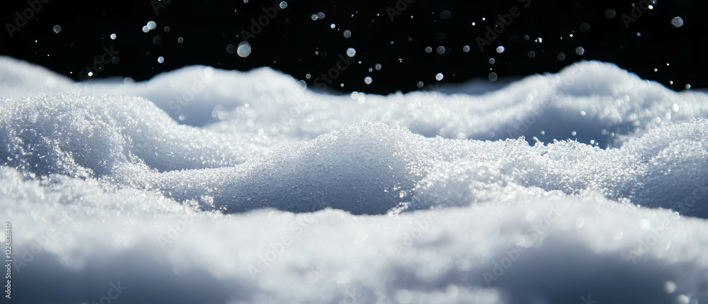 Poster texture of snow with ice patches and a slippery frozen surface on a dark backdrop