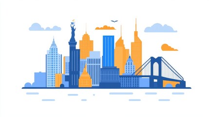 Abstract digital illustration of New York City skyline