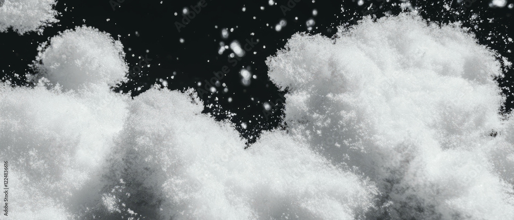 Poster snow texture overlay on a black background with vivid shadows and highlights