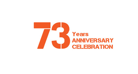 73-Years Anniversary Celebration. Bright orange design for seventy-third-year anniversary celebration.