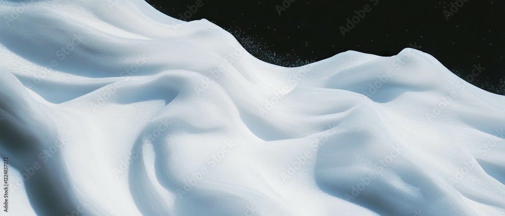 Aufkleber snow with wind ripples creates a dynamic texture against a solid black background
